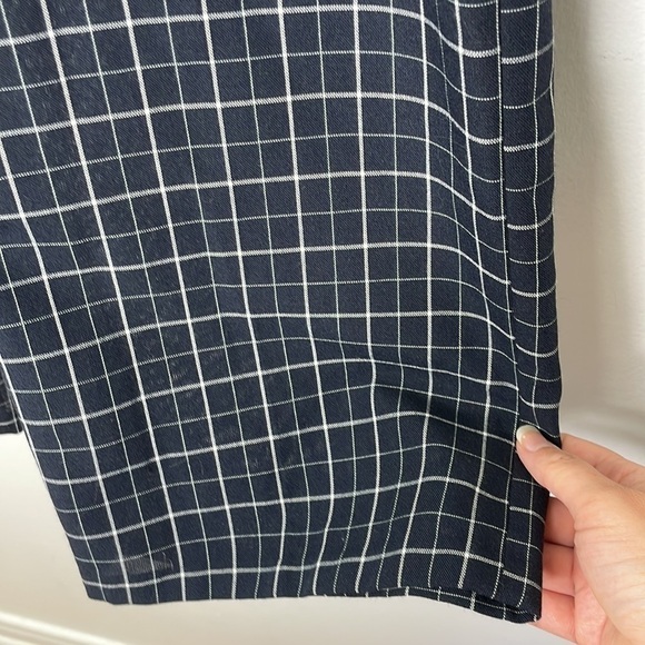 Classy Handock lightweight canvas window grids print navy trousers - Picture 4 of 9